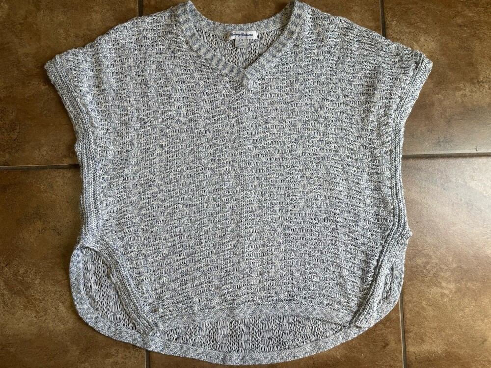 Tommy Bahama Women’s Open Knit V-Neck Sleeveless Pullover Sweater Gray L/G